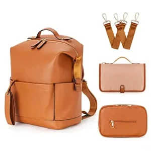 Leather Diaper Backpack Bag